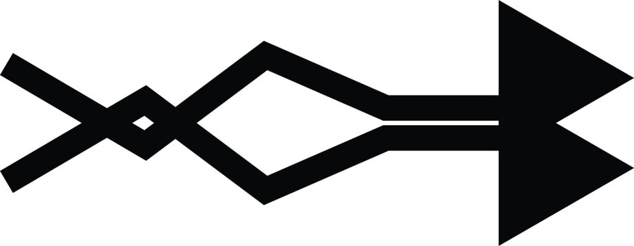 Abstract geometric arrow symbol indicating forward movement and progress on a clean white background