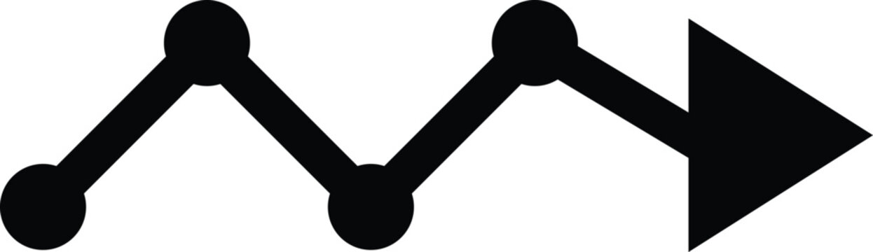 Abstract line graph with arrow indicating growth and progress against a white background in a simple modern style