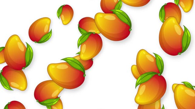 Animated Falling Mango Fruit Pattern on a Clean White Background