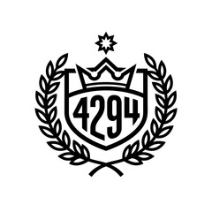 Fototapeta premium Heraldic Emblem with Crown, Laurel Wreath, and Number 4294 - Isolated
