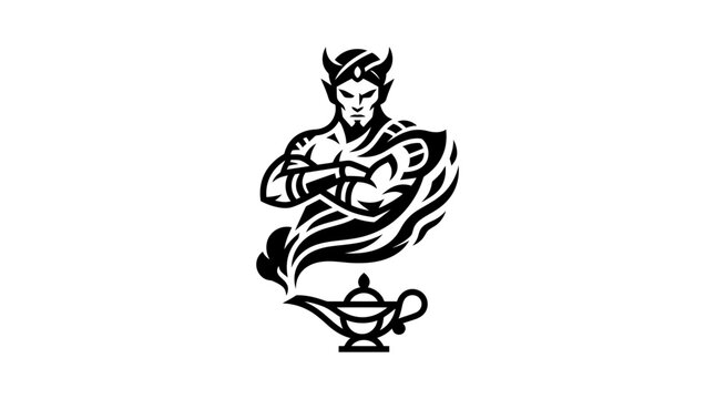 Genie Emerging From Magic Lamp Silhouette Icon