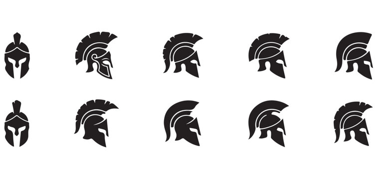 Ancient Spartan helmet seamless pattern background set vector illustrator eps10