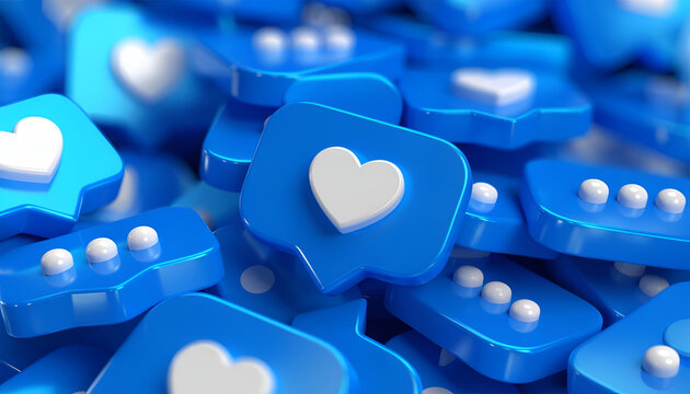 Blue Social Media Like and Love Icons Background