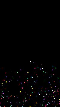 Colorful Confetti Falling in Grid Pattern on Black Background