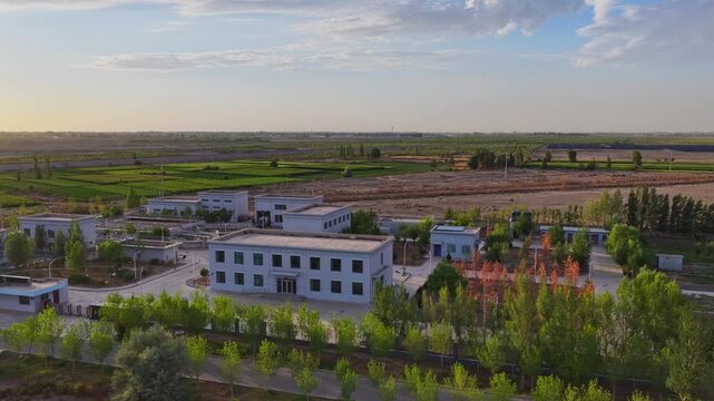 Wastewater treatment plant, industrial park landscape