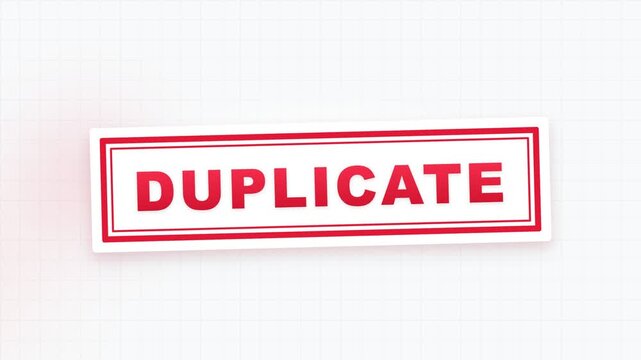 A bold red stamp with the word duplicate prominently displayed, designed to mark documents as copies for administrative and clerical purposes