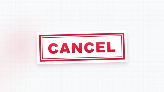 A vibrant red rectangular button featuring the word cancel in bold, capitalized letters, designed to grab attention for digital interfaces or forms requiring user confirmation