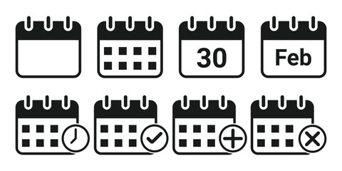 Fototapeta premium Calendar flat icon set