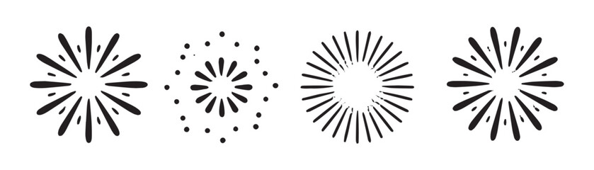 Starburst explosion patterns, radial bursts for graphic design and abstract backgrounds. © WAZIRALI