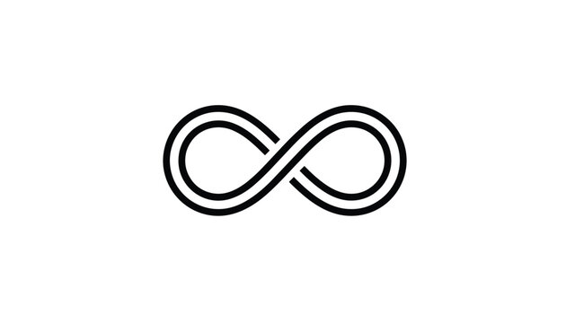 Classic black infinity loop symbol with dual parallel lines is displayed on a clean white background.