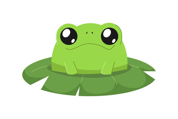 Fototapeta premium Cute Frog on Lily Pad. Cartoon style. Flat vector illustration.