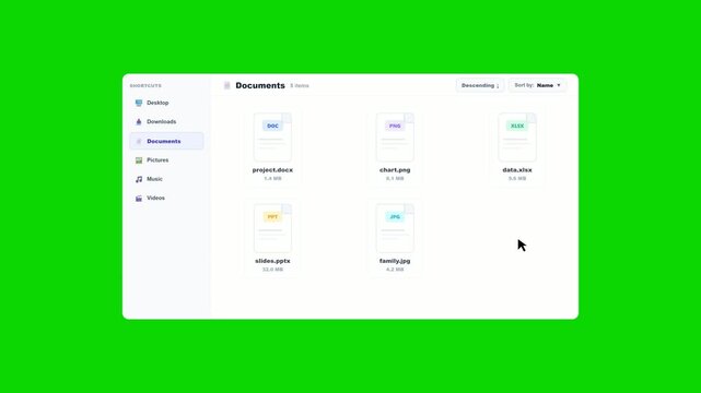 Animated copying and pasting a file from downloads to documents. 4K Video