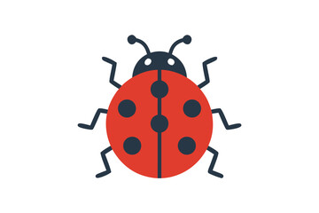 Fototapeta premium ladybug vector icon cute red spotted beetle insect illustration for nature wildlife garden pest control software bug tracking design isolated on transparent background