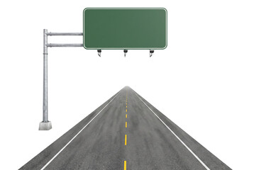 Empty Road with Blank Green Highway Sign and Overhead Gantry © Atreyee