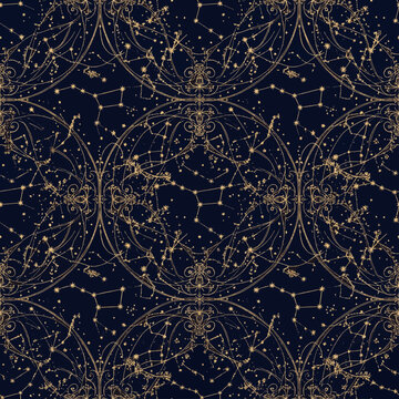 Golden constellation lace pattern