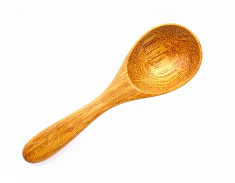 Wooden spoon isolated on white background.