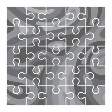 Jigsaw puzzle design. 5x5 shape, 20 piece jigsaw puzzle template. Detailed various shapes puzzle grid. Jigsaw puzzle design for children to play with. Vector illustration.
