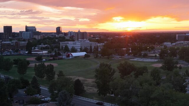 boise sunset with softball field
