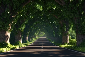 Fototapeta premium Empty road stage tree landscape outdoors.