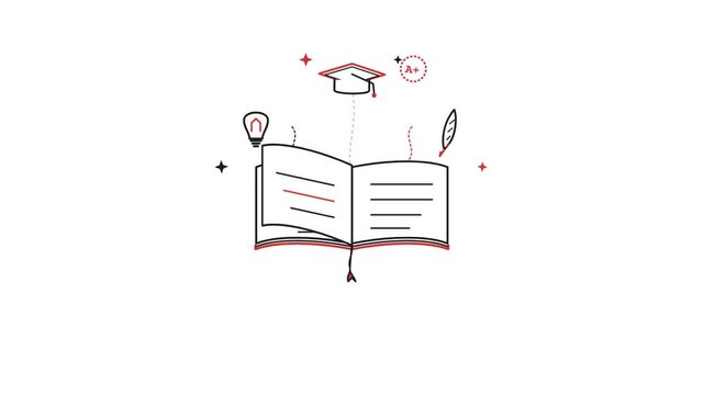 Education icon illustration showing open book and graduation cap icons