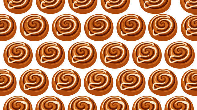 Seamless pattern of sweet cinnamon rolls