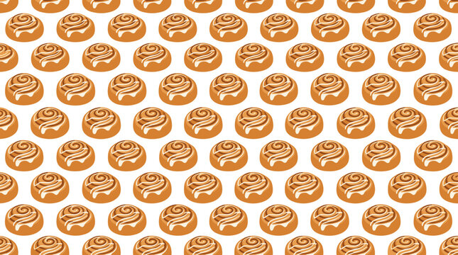 Seamless cinnamon roll pattern with brown pastry buns