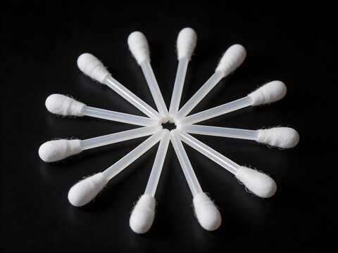 Cotton swabs arranged in circular pattern