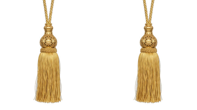 Golden Silk Tassels PNG, Isolated on a Transparent Background