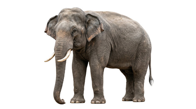 Sumatran elephant tusker standing isolated on transparent background