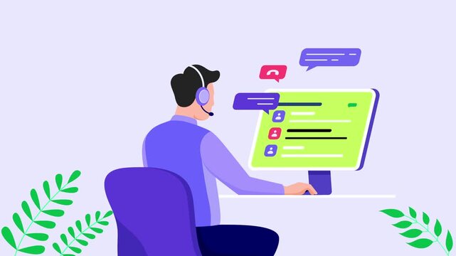2d People Customer Service Animation HD On Alpha
