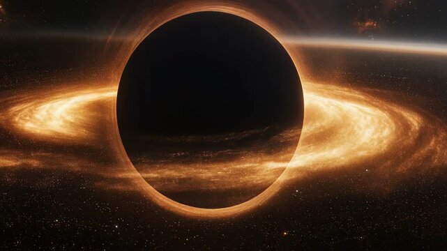 Black Hole with Bright Ring and Horizontal Light Band 4K