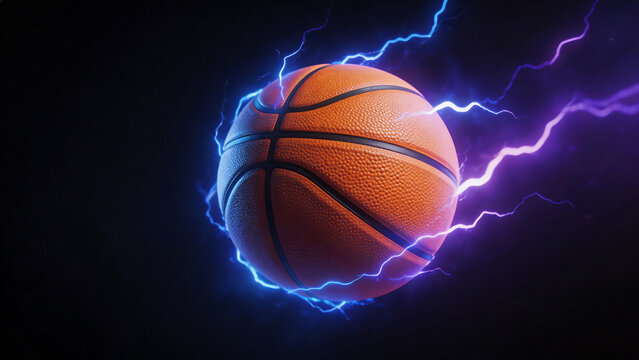Basketball with electric lightning