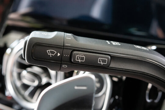 car windshield rain wiper control switch close up