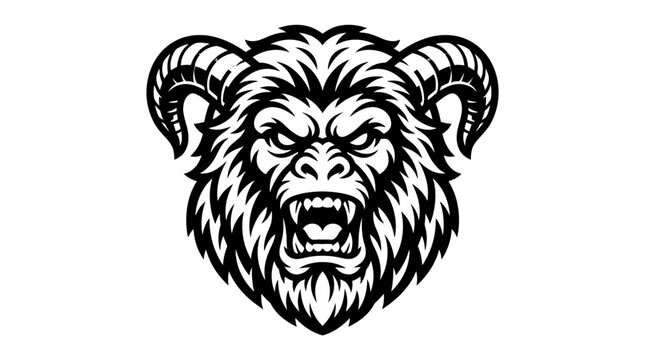 Furious Ram Head Mascot Logo, Aggressive Animal Icon, Tribal Tattoo Design