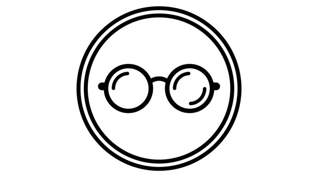 Minimalist Round Glasses Icon in Double Circle Frame.