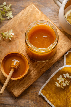 Honey ginger lemon tea ingredients for soothing drink preparation