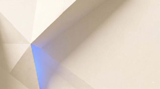 Abstract architectural paper sculpture with geometric folds and blue light illumination architectural model white paper modern design structured art light effect creative folding minimalist com
