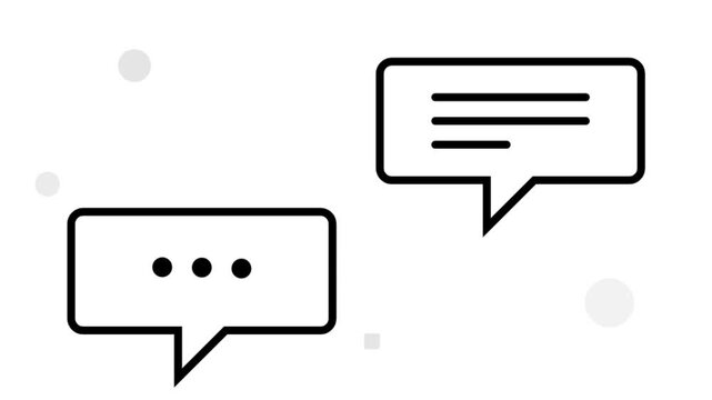 Motion graphic of minimalist chat speech bubbles representing online conversation and messaging animation