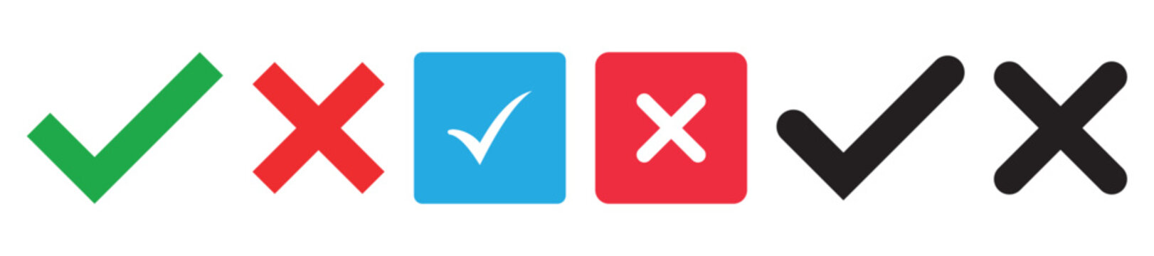 Green check mark and red cross mark icons for correct and incorrect choice selection