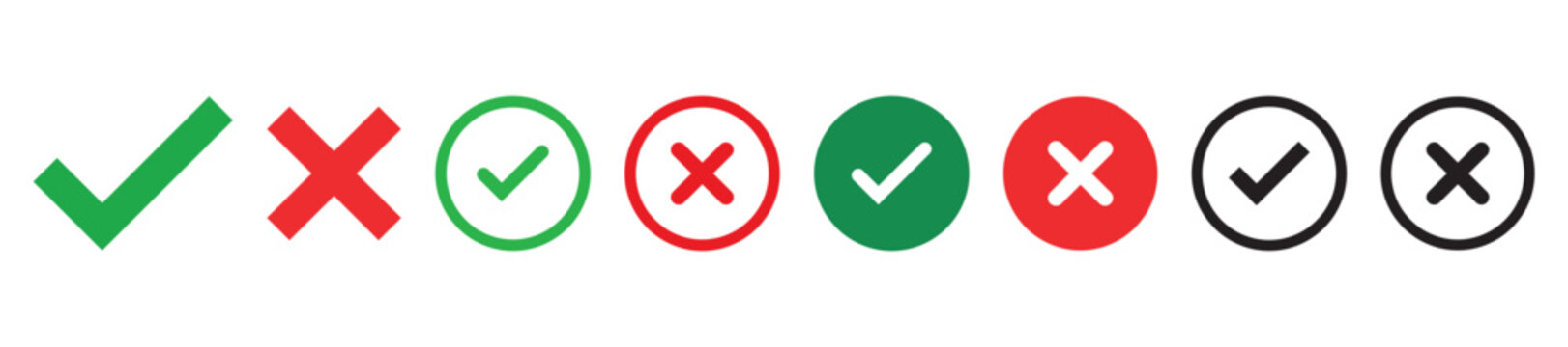 Green check mark and red cross mark icons for correct and incorrect choice selection