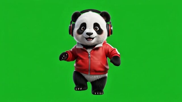 Cute Panda DJ Wearing Headphones In Neon Studio 4K