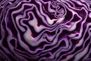 Obraz premium Red Cabbage Cross Section Texture Purple Vegetable Pattern