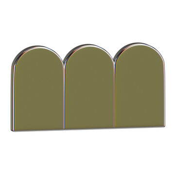 3D Triple Arched Wall Panels in Olive Green and Chrome