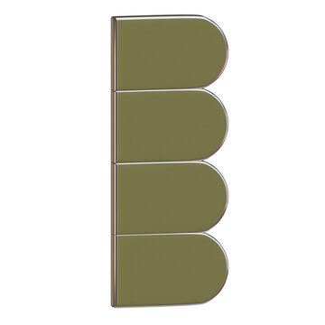 3D Metallic Letter B Rounded Graphic Asset