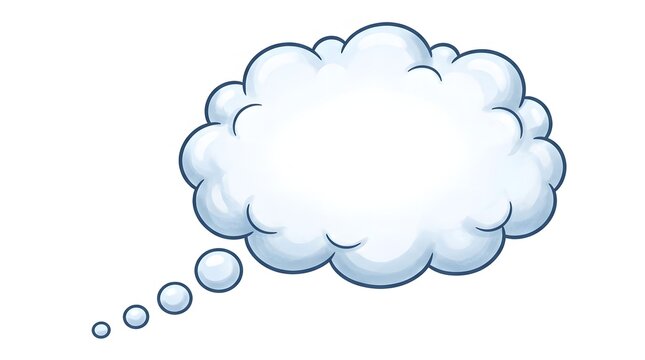 Thought bubble shaped like a fluffy cloud with small circles leading to it stands ready for conceptual ideas.