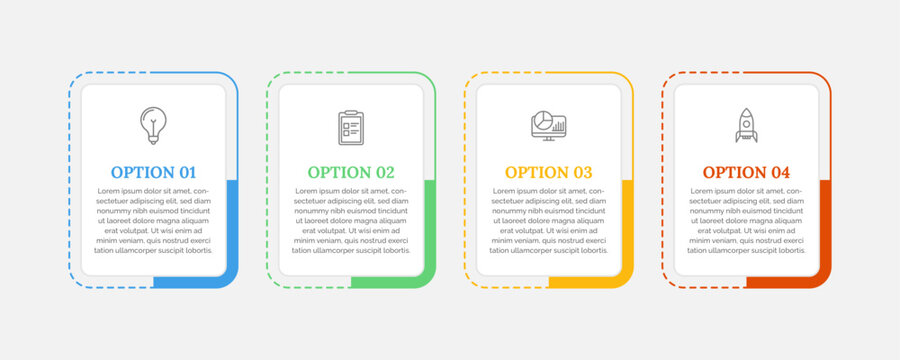 Modern 4-step business option infographic presentation template, vector illustration.