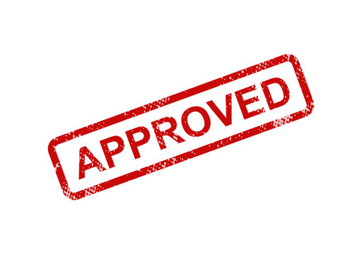 Red approved stamp on white background isolated on transparent background