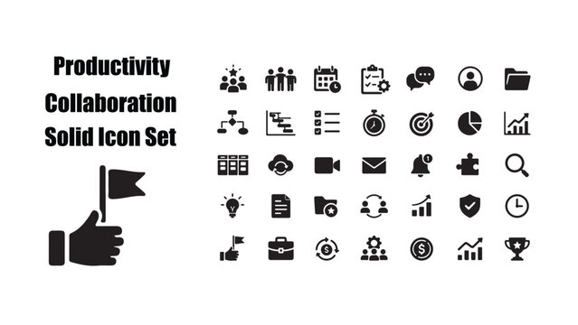Productivity Collaboration Solid Icon Set