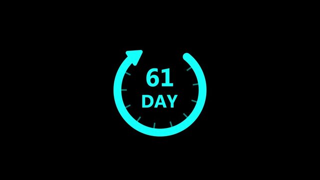 Countdown timer graphic with rotating arrow showing progress in days against a dark background