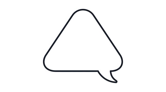 Speech bubble outline graphic rendered in black stroke on a clean white background.